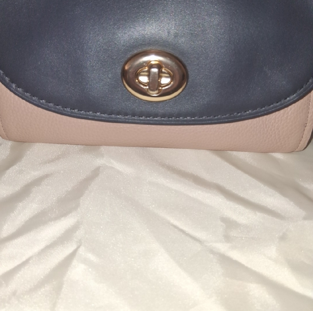Coach Faye Leather & Suede Crossbody — NAVY BLUE & TAN - Picture 4 of 16